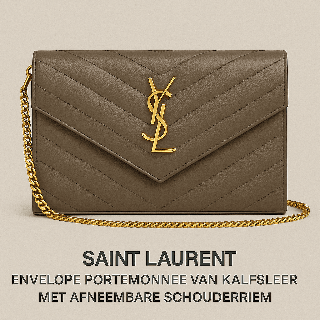 Saint Laurent Envelope portemonnee van kalfsleer met afneembare schouderriem
